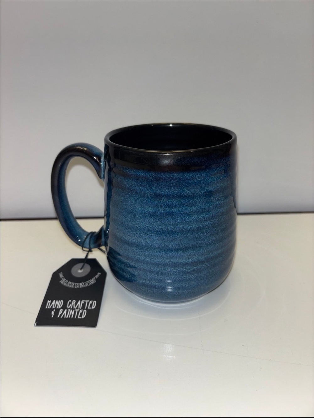 NWT The Old Pottery Company Coffee Mug Tea Cup Handcrafted 14 Oz Blue